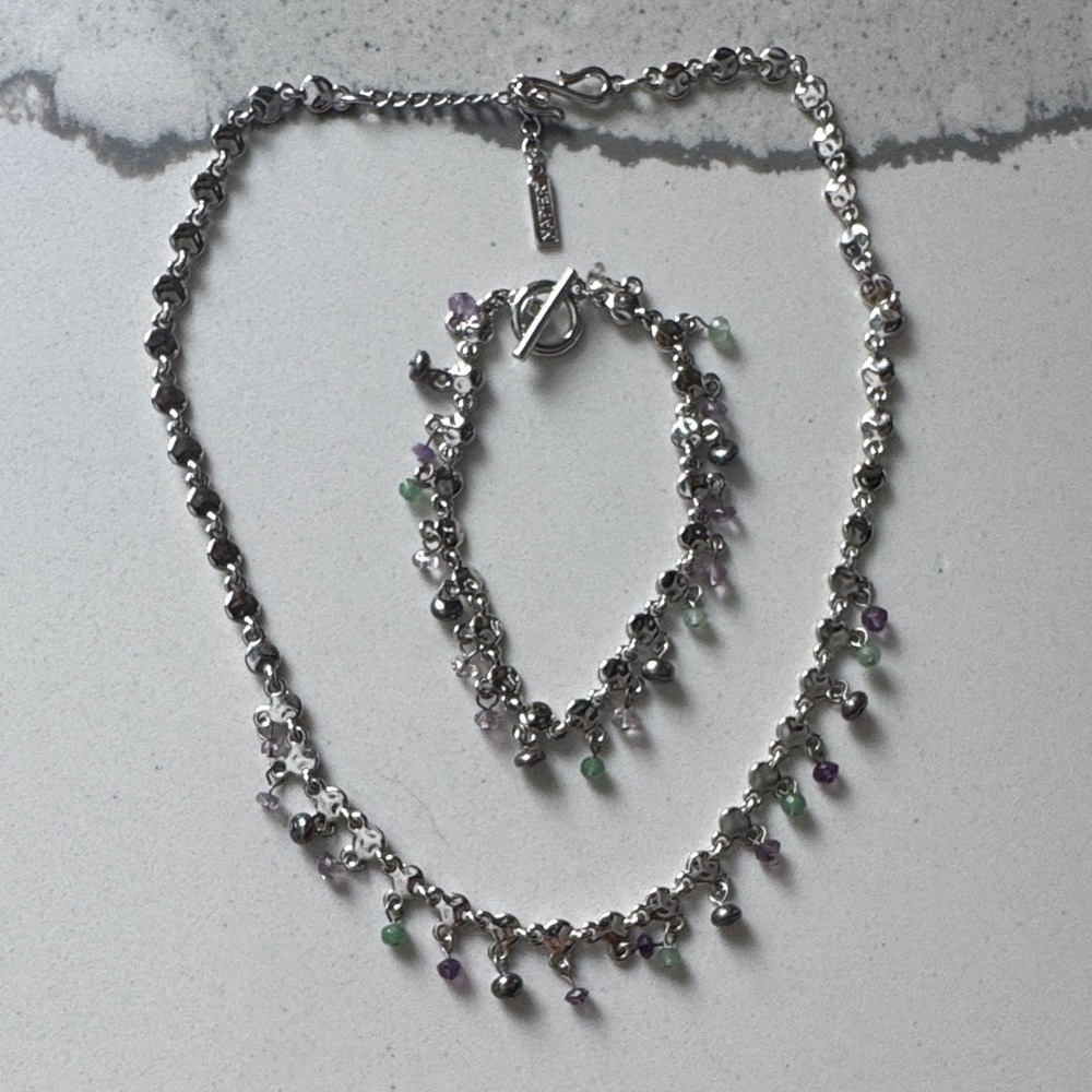 Napier Pastels and Silver Necklace and Bracelet Set